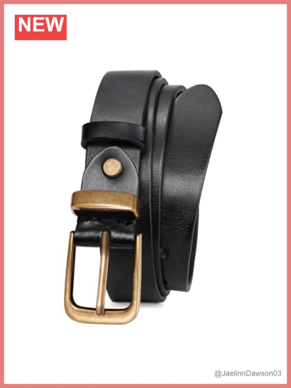 JASGOOD Women's Full Grain Leather Belt Vintage Metal Buckle Adjustable